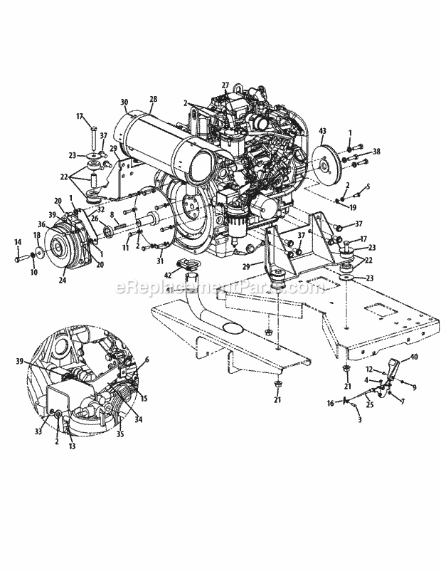 Engine Accessories Diagram and Parts List for S6032-D 53BY8DU6750-312HP Cub Cadet Lawn Tractor
